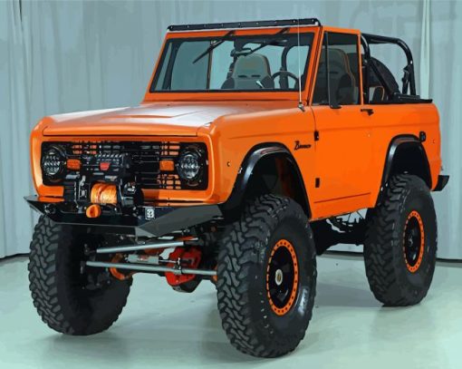 1977 Orange Ford Bronco Paint By Numbers