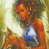 African Woman With Wolf Art Paint By Numbers