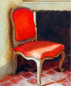 Antique Chair In Red Paint By Numbers