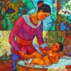 Asian Mother And Child Paint By Numbers