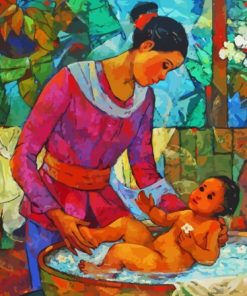 Asian Mother And Child Paint By Numbers