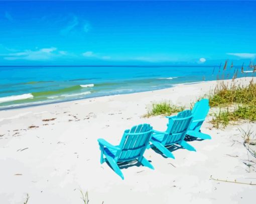 Beach Chairs In The Sand On Longboat Key Paint By Numbers