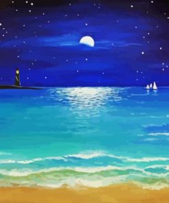 Beach Evening Moon Paint By Numbers