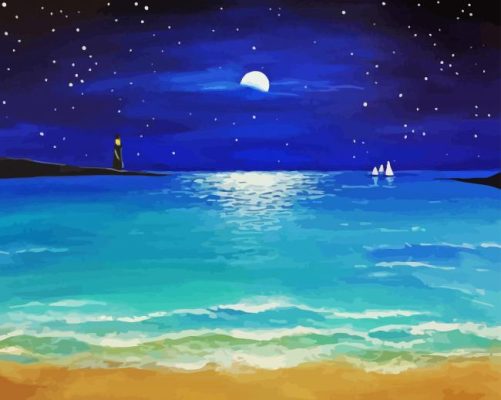 Beach Evening Moon Paint By Numbers