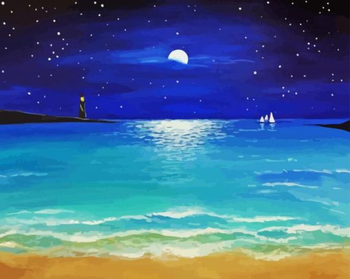 Beach Evening Moon Paint By Numbers