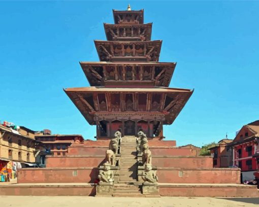 Bhaktapur Nyatapola Temple Paint By Numbers