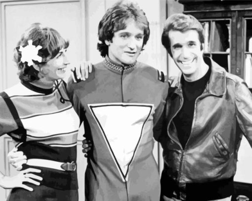 Black And White Mork And Mindy Characters Paint By Numbers