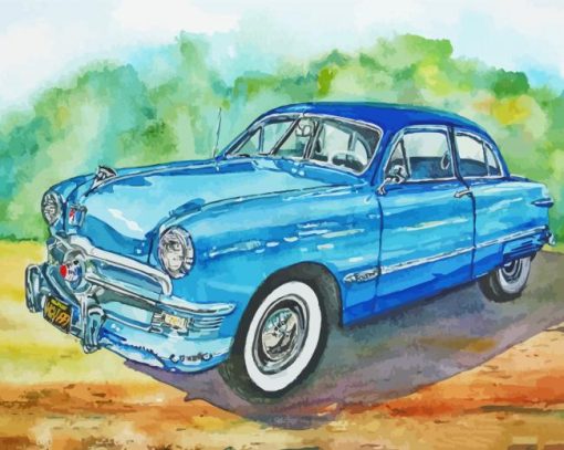 Blue 49 Ford Coupe Art Paint By Numbers