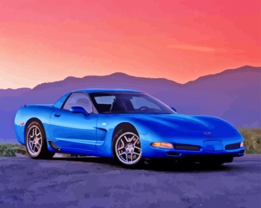 Blue Chevrolet Corvette Super Car Paint By Numbers