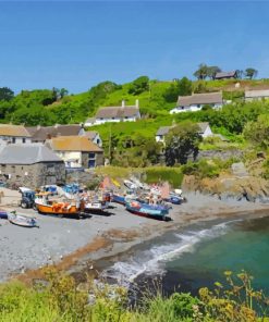 Boats At Beach In Cadgwith Town Paint By Numbers