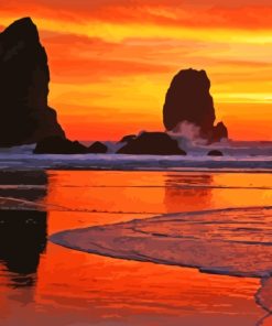 Cannon Beach Oregon Sunset Paint By Numbers