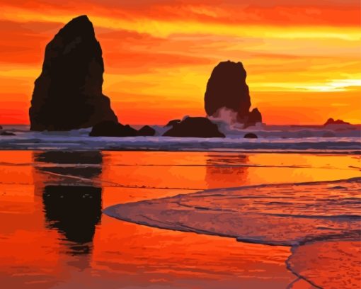 Cannon Beach Oregon Sunset Paint By Numbers