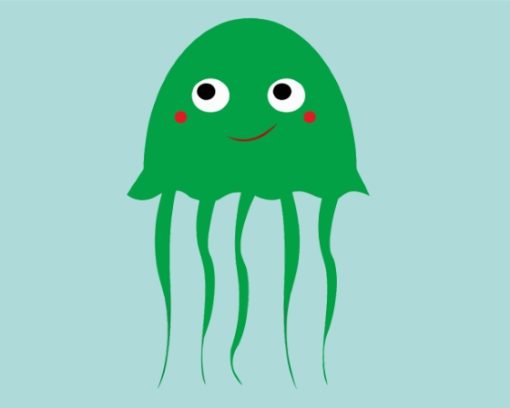 Cartoon Green Jellyfish Paint By Numbers