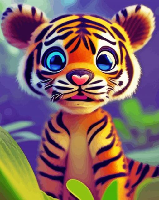 Cartoon Sweet Baby Face Tiger Paint By Numbers