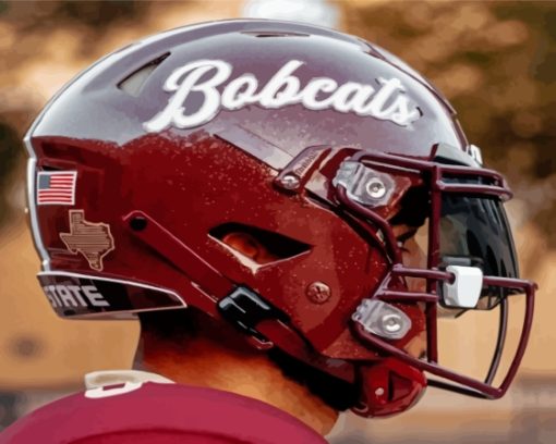 Close Up Texas State Bobcats Helmet Paint By Numbers