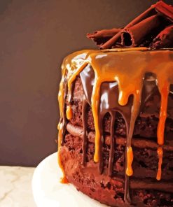 Delicious Caramel And Chocolate Cake Paint By Numbers