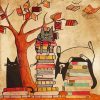 Easily Distracted By Cats And Books Vintage Poster Paint By Numbers