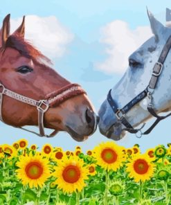 Horses In Sunflowers Paint By Numbers