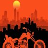 Illustration Motorcycle Sunset Paint By Numbers