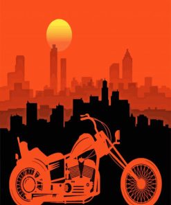 Illustration Motorcycle Sunset Paint By Numbers