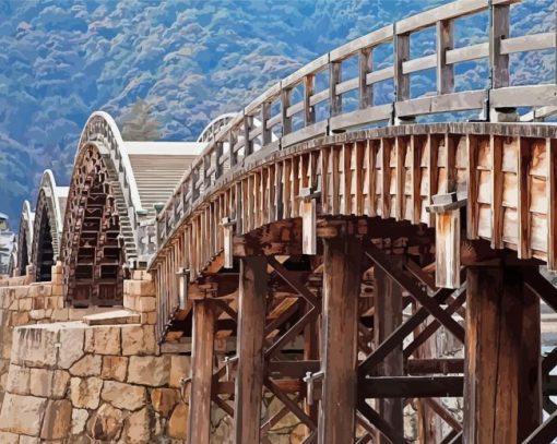 Japan Kintai Arch Bridge Paint By Numbers