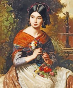 Jozsef Borsos Girl With Flowers Paint By Numbers