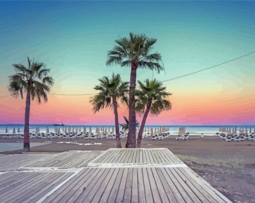 Larnaca Beach At Sunset Paint By Numbers