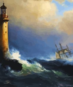 Lighthouse In Storm Art Paint By Numbers