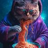 Magic Cat Eating Spaghetti Paint By Numbers