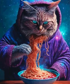 Magic Cat Eating Spaghetti Paint By Numbers