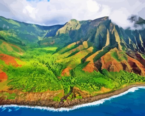 Na Pali Coast Hawaii Landscape Paint By Numbers