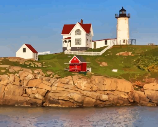 Nubble Lighthouse York Maine Paint By Numbers