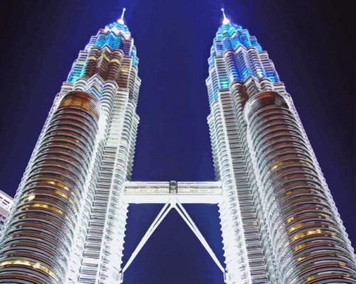 Petronas Twin Towers At Night Paint By Numbers