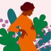 Pregnant Woman In Orange Dress Paint By Numbers