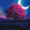 Purple Tree In Moon Paint By Numbers