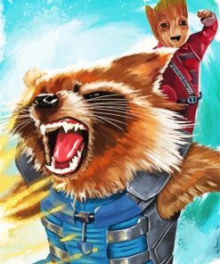 Rocket And Groot Paint By Numbers