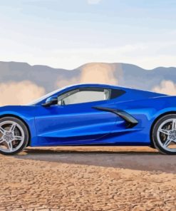 Blue Corvette Sport Car Paint By Numbers