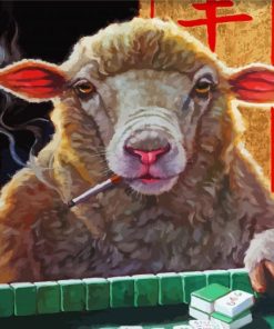 Sheep Playing Mahjong Paint By Numbers