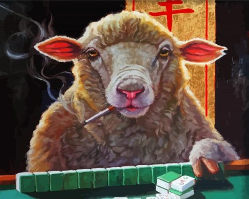 Sheep Playing Mahjong Paint By Numbers