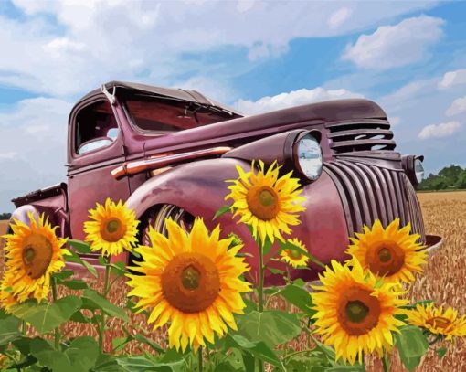 Sunflower In Truck Paint By Numbers