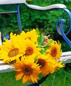 Sunflowers On A Garden Chair Paint By Numbers