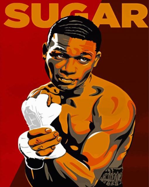 The Boxer Sugar Ray Robinson Illustration Poster Paint By Numbers