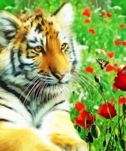 Tiger And Poppies Paint By Numbers