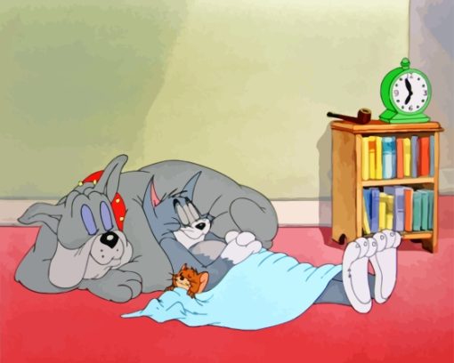 Tom And Jerry And Dog Sleeping Paint By Numbers