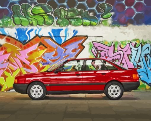 Vintage Red Audi 80 Car Paint By Numbers