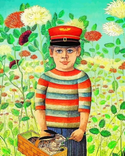 Vintage Boy with Rabbit Paint By Numbers