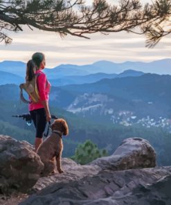 Woman Hiking With Dog Paint By Numbers