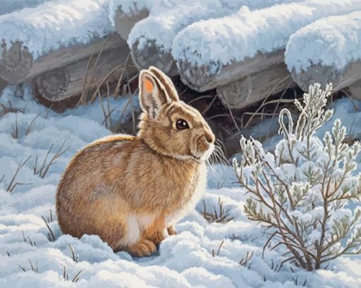 Aesthetic Rabbit In Snow Paint By Numbers