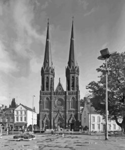 Black And White Saint Joseph Church Tilburg Paint By Numbers