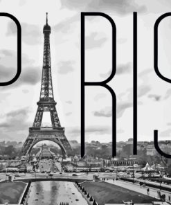 Black And White Paris Eiffel Tower Poster Paint By Numbers